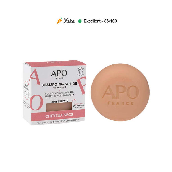APO shampoing solide de forme ronde pour les cheveux secs 75g